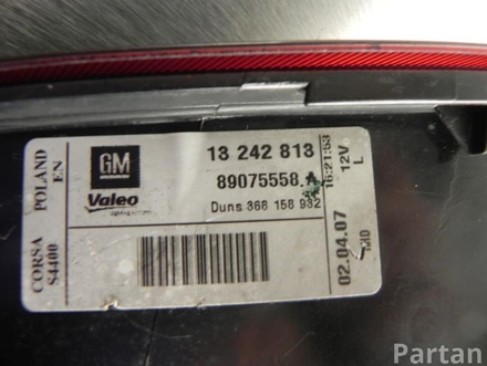 VAUXHALL 13 242 813, 89075558 A, 368 158 932 / 13242813, 89075558A, 368158932 CORSAVAN Mk III (D) 2007 Lampy tylne z prawej