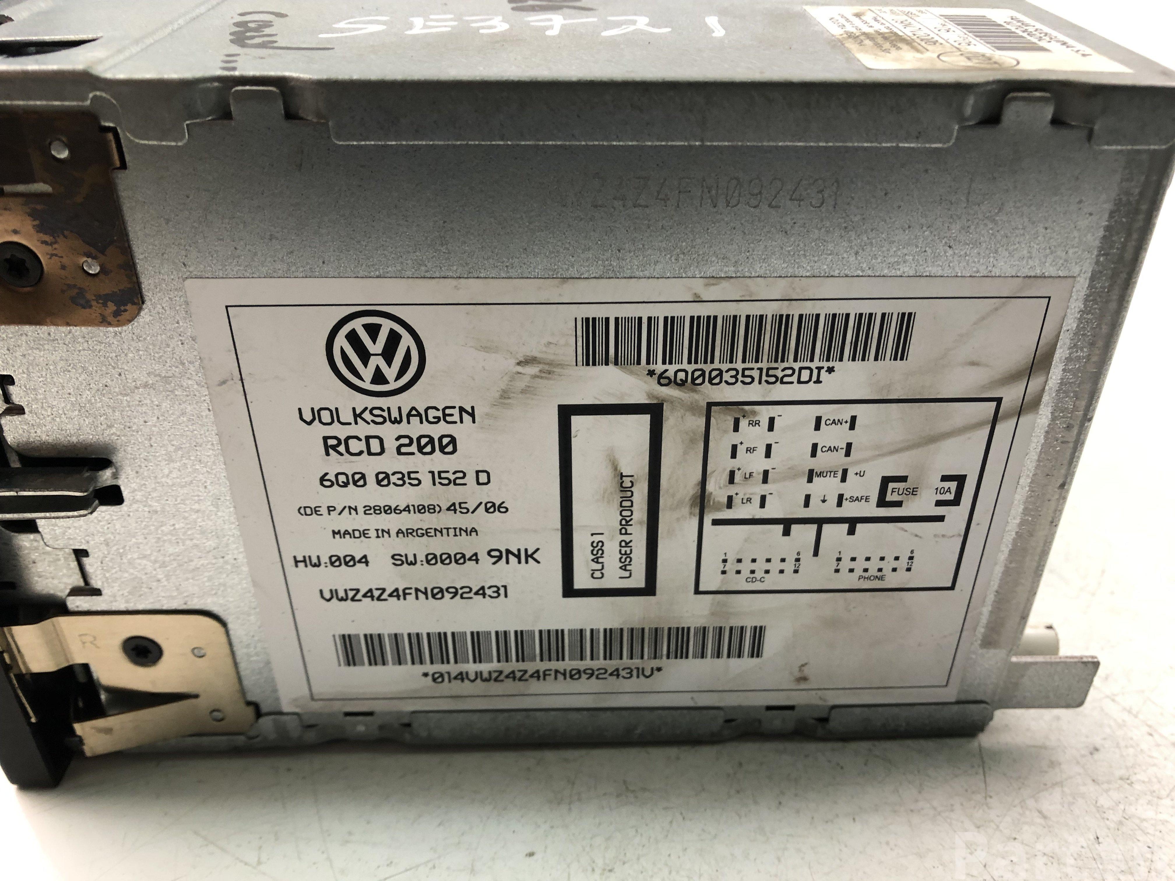 Système Audio/Radio Cd Volkswagen Polo (9n3) 6q0035152 (usagé)  (id:otolp901525) : : High-Tech